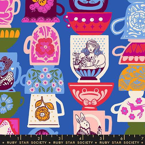 PREORDER Hello Alice || Tea Party Blue Ribbon || Cotton Quilting Fabric