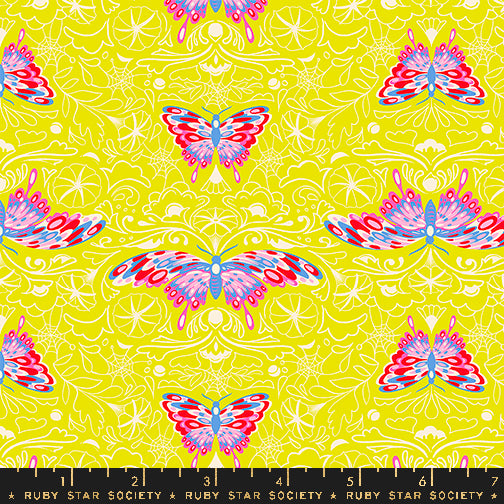 Glow Garden || Morning Moth Citron || Cotton Quilting Fabric