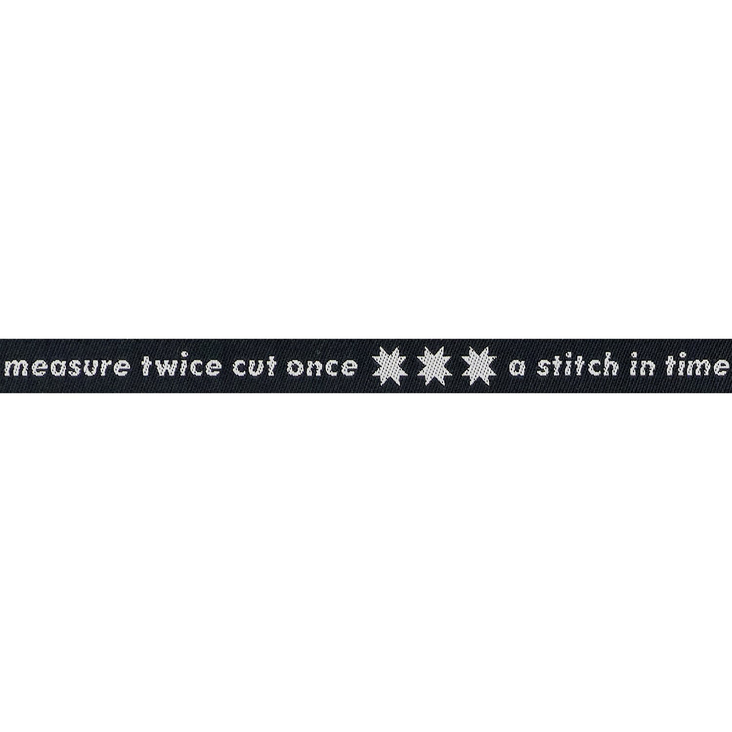 Designer Renaissance Ribbons: Measure Twice Black 3/8" BTY