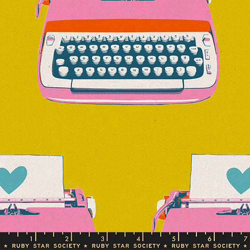 Best Day Ever || Typewriters Golden Hour || Cotton Linen Canvas Half Yard