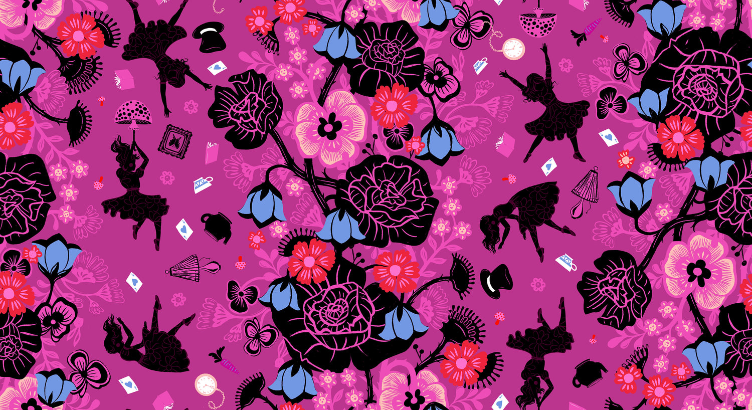 PREORDER Hello Alice || Rabbit Hole Berry || Cotton Quilting Fabric