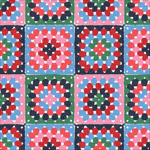 Granny Squares || Organic Cotton Quilting Fabric || Half Yard