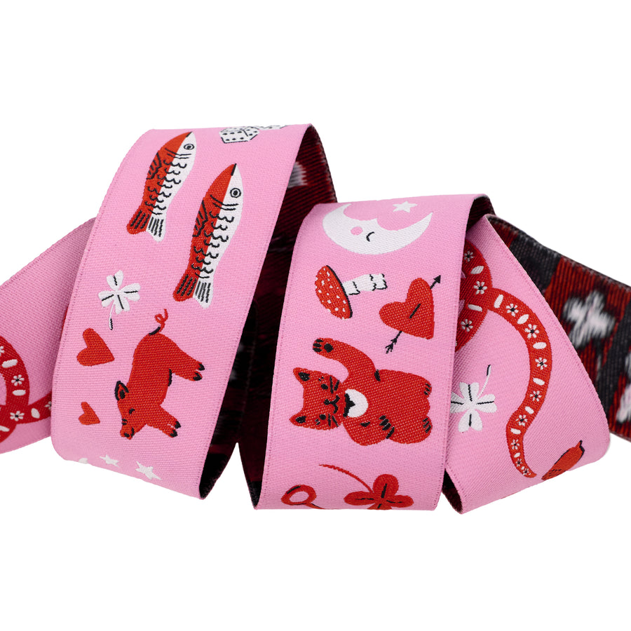 Designer Renaissance Ribbons: Ooh Lucky Lucky - Lucky in Pink 1.5" BTY