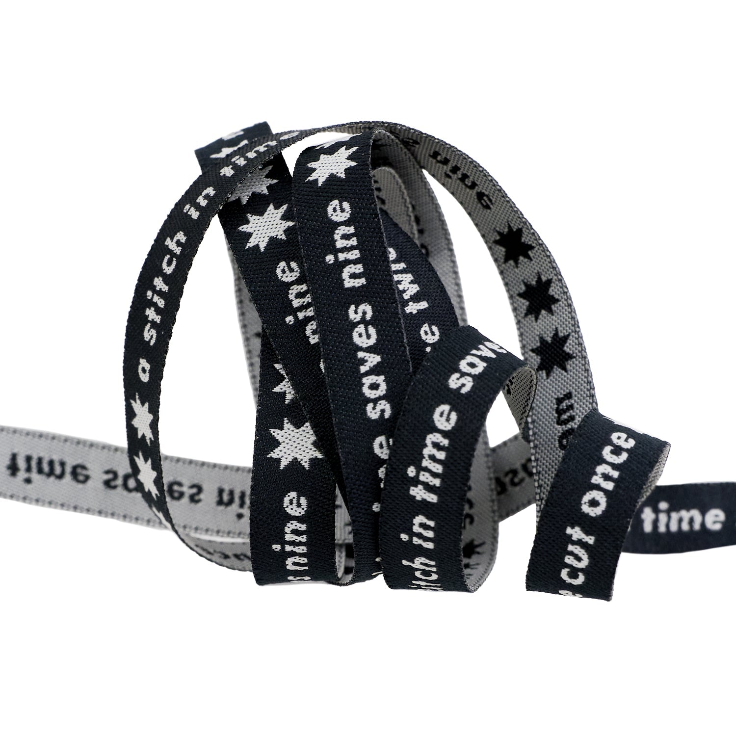 Designer Renaissance Ribbons: Measure Twice Black 3/8" BTY