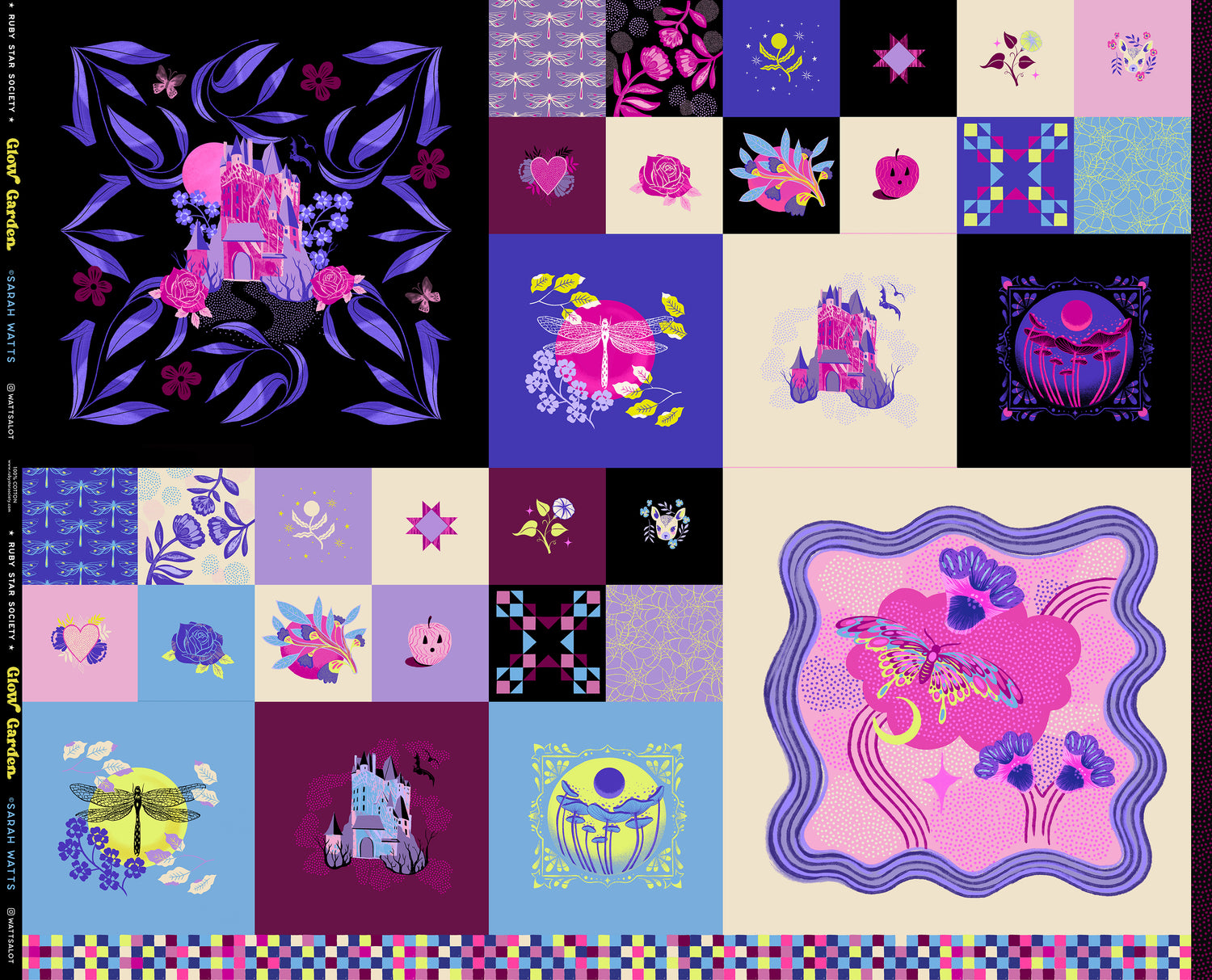Glow Garden || Fairytale Panel || Cotton Quilting Fabric