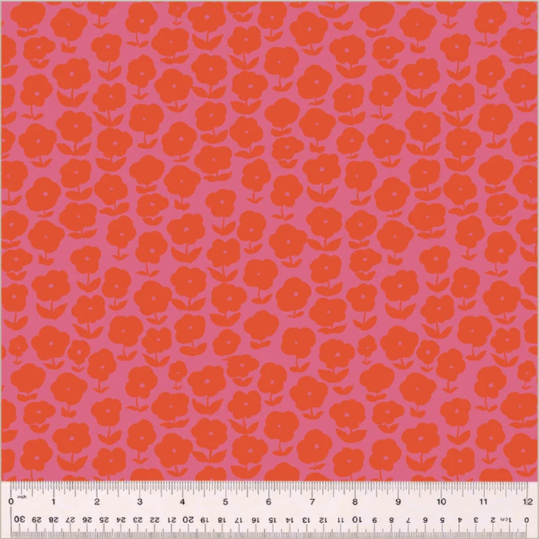 Ruby + Bee Blenders || Puffy Daisy Purple/Red || Cotton Quilting Fabric YARDAGE
