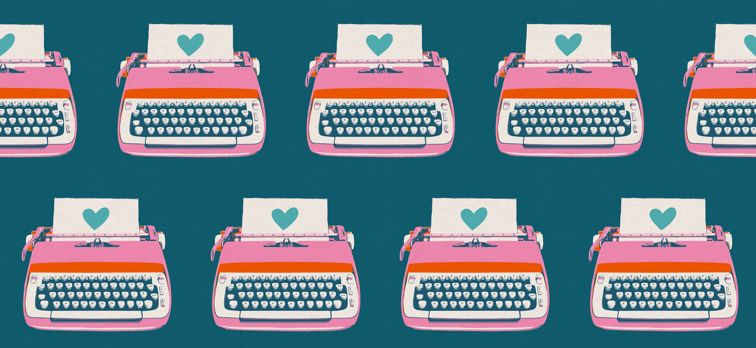 Best Day Ever || Typewriters Teal || Cotton Linen Canvas Half Yard