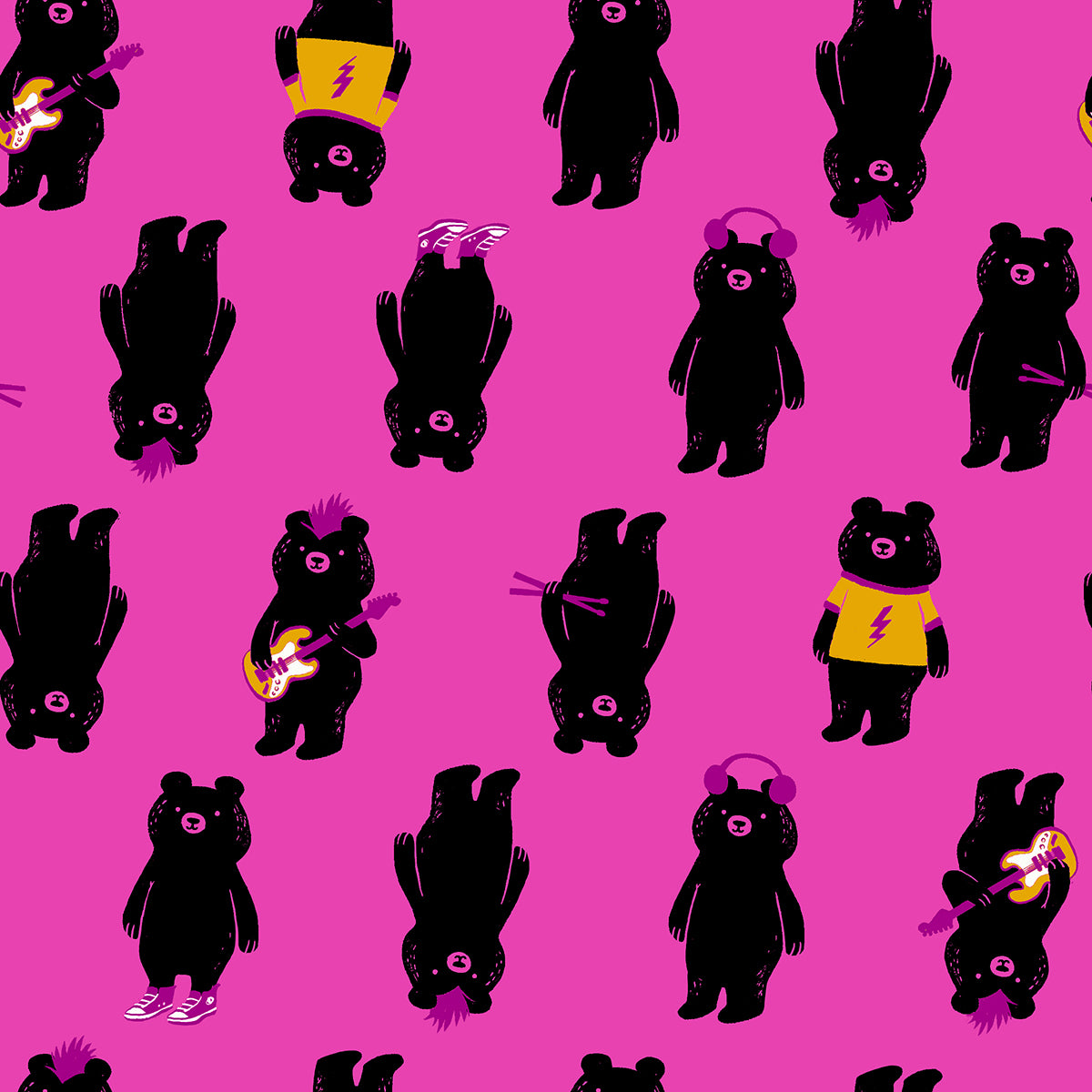 TEDDY AND THE BEARS || The Band Light Berry || Cotton Quilting Fabric || Half Yard