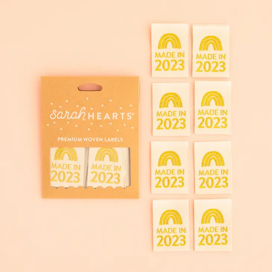 Made in 2023 Metallic Gold - Sarah Hearts Woven Labels
