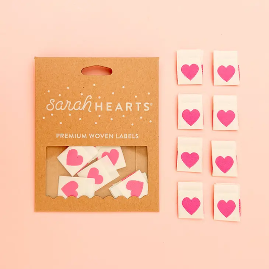 Pink Heart Woven Labels - Sarah Hearts