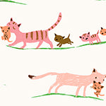 Heather Ross Studio Edit || Mother Cats Cream || Cotton Quilting Fabric