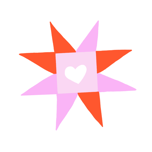 Quilt Star Sticker (Red/Pink)