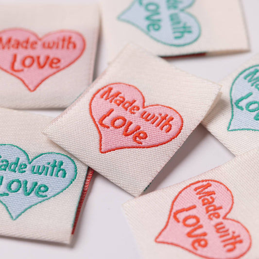 "Made with Love" Labels || Pack of 6 Woven Labels
