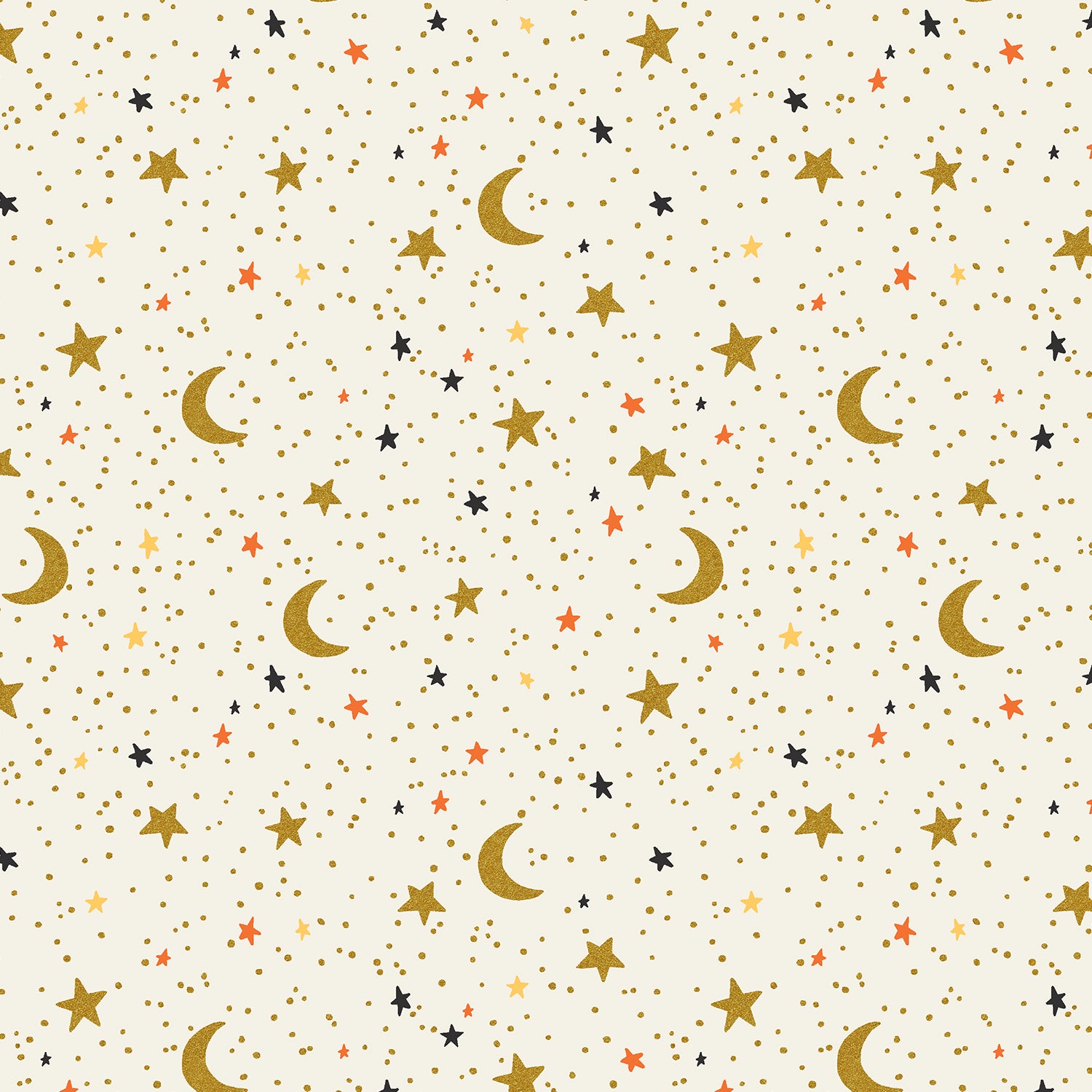 Halloween - October Night - Cream Metallic Fabric