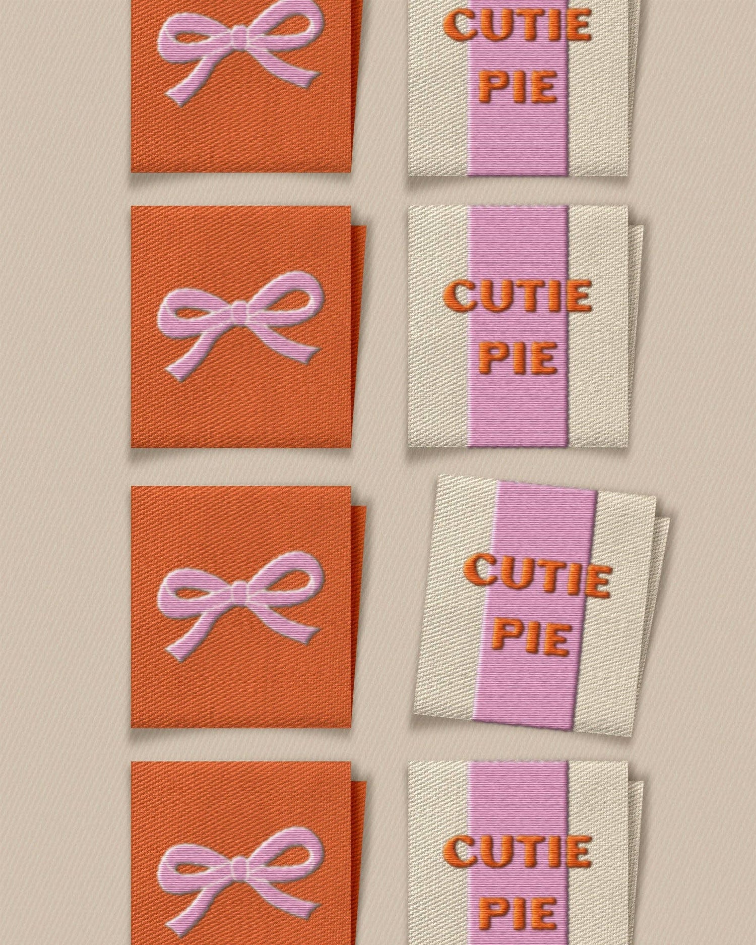 Cutie Pie Bow Square Garment Labels: Set of8