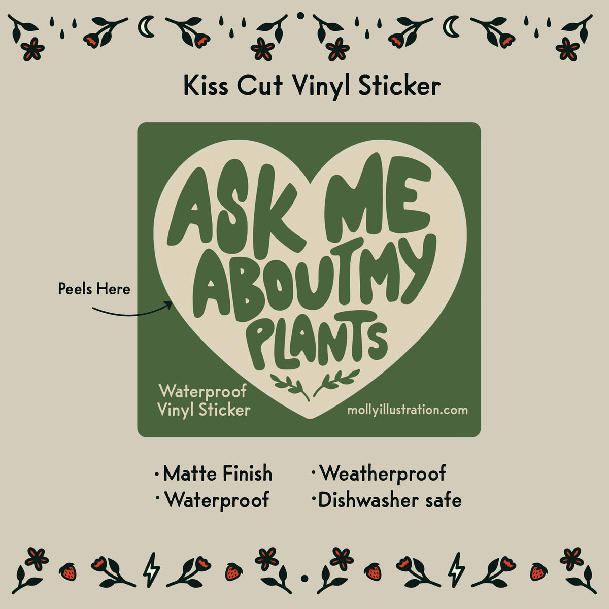 Ask Me About My Plants Waterproof Vinyl Sticker