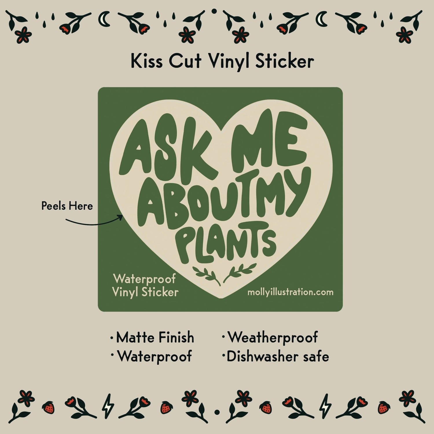 Ask Me About My Plants Waterproof Vinyl Sticker