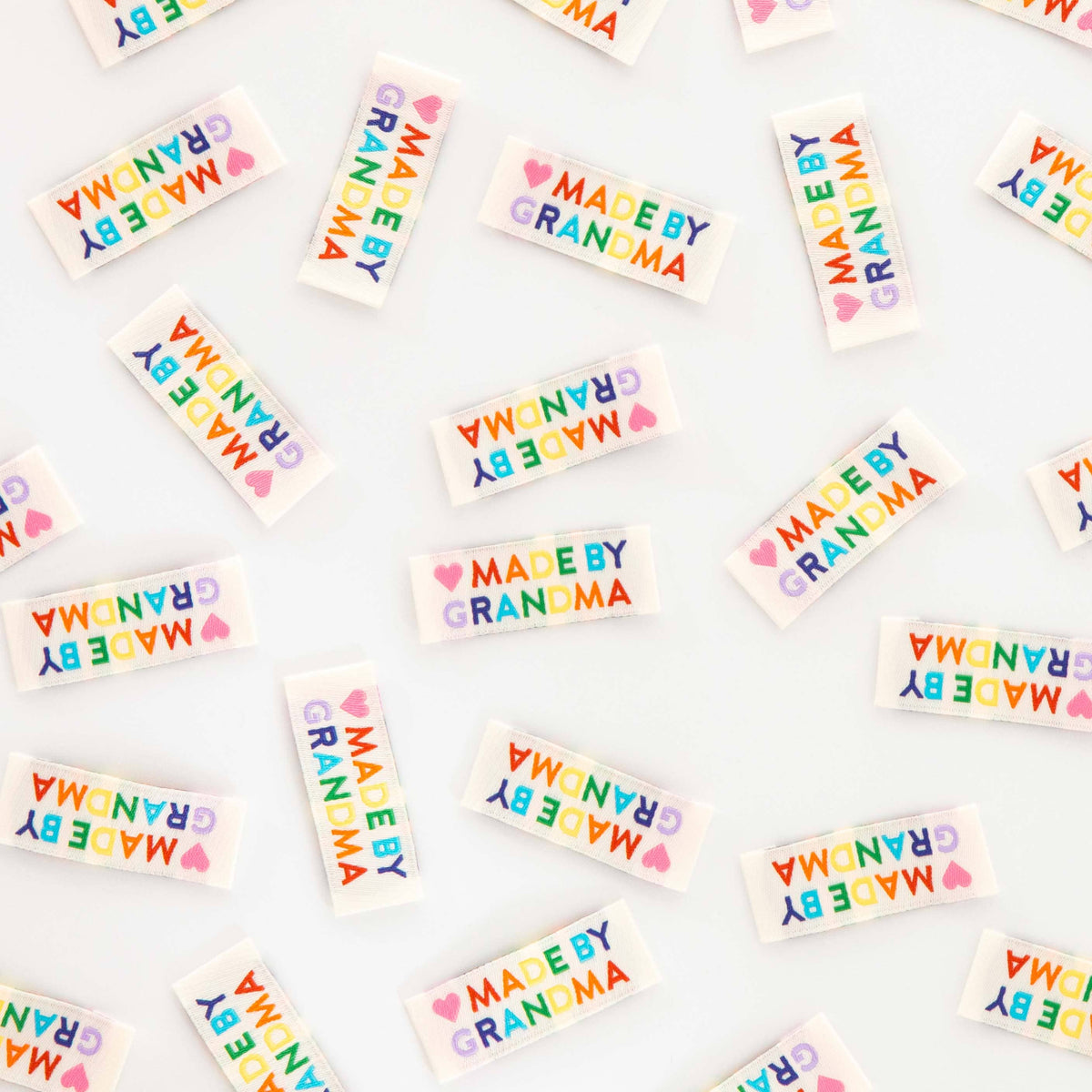 Made by Grandma Woven Sewing Labels Rainbow Colors