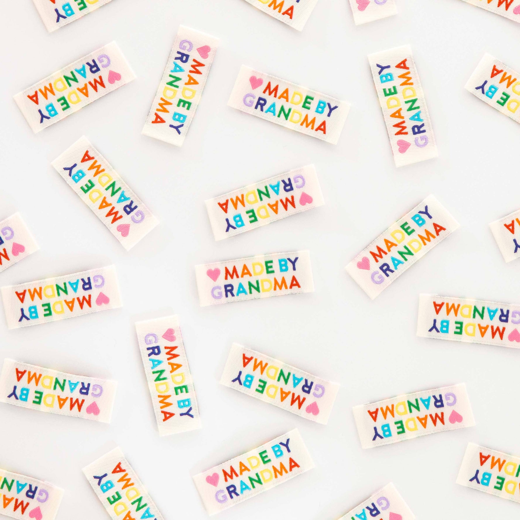 Made by Grandma Woven Sewing Labels Rainbow Colors