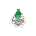 Rainbow Crochet Octopus Vinyl Sticker