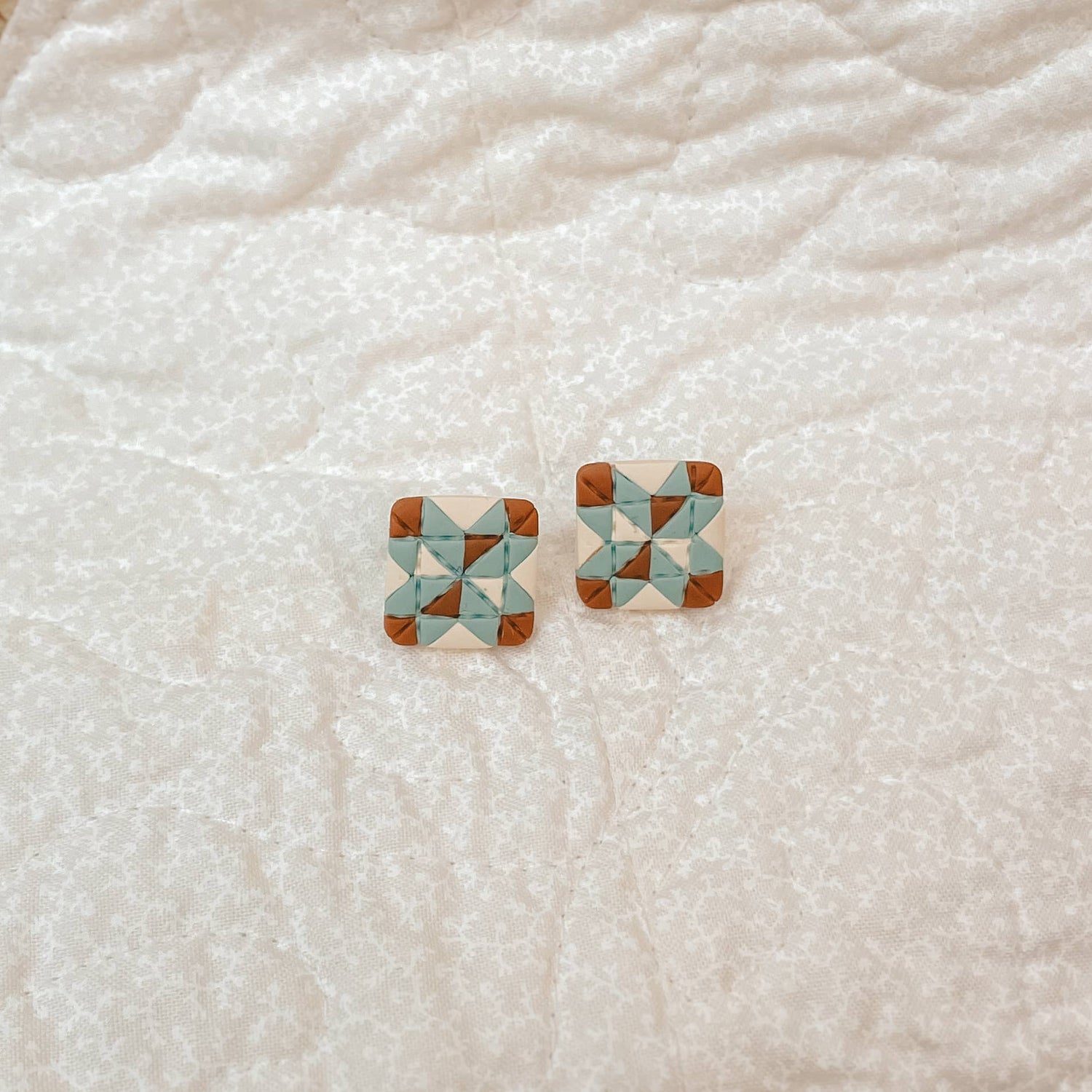 Quilt Block Stud Earrings: Saturday Groovin'
