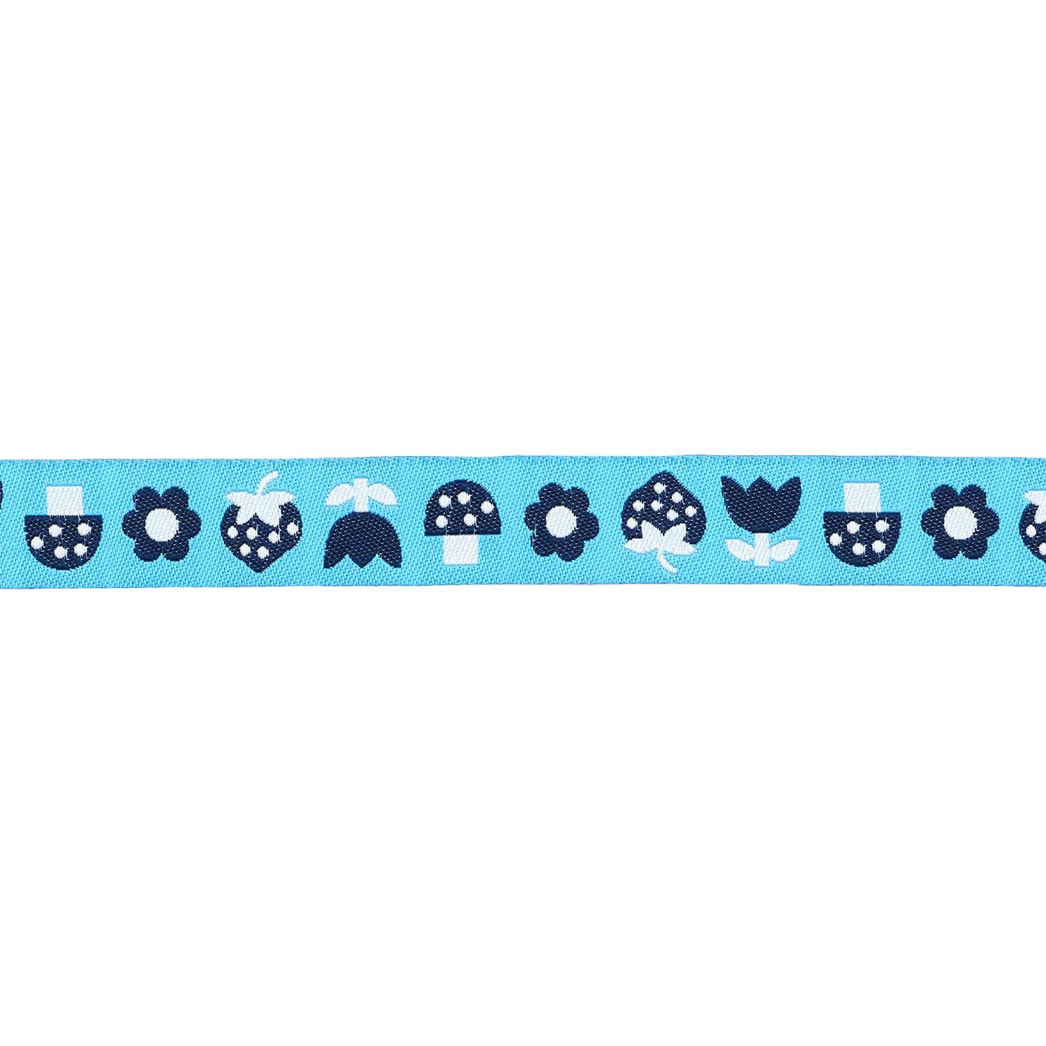 Strawberry - Strawbitties in Vintage Blue 5/8" width - by Kimberly Kight - BTY