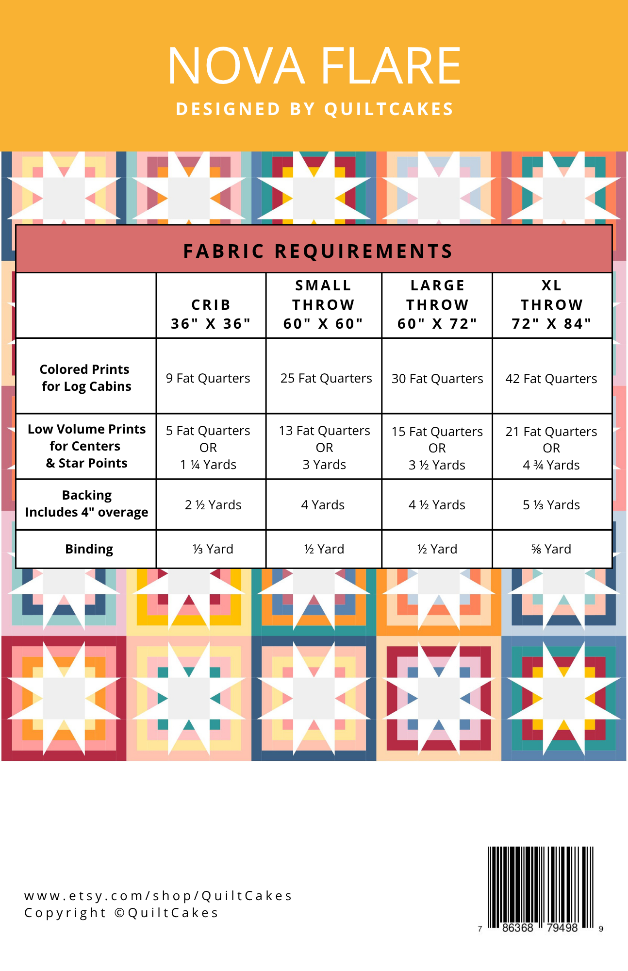 Nova Flare Quilt Pattern Printed