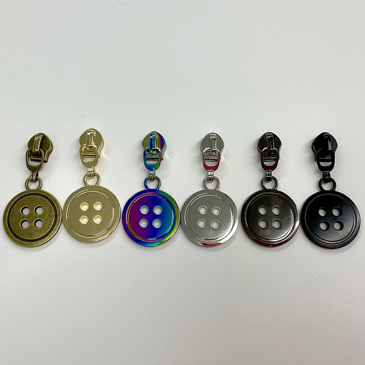 Button Zipper Pulls: Rainbow / 5 pk