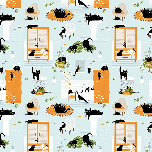 Feline Fancy || Kitty Wash || Cotton Quilting Fabric