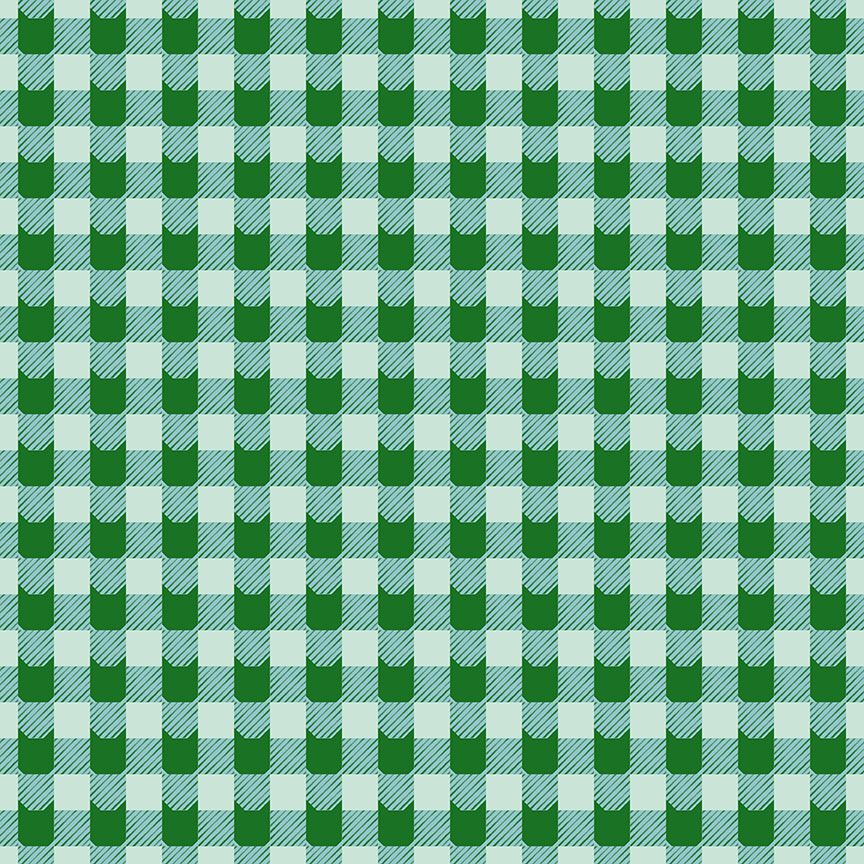 Feline Festive || Cat Plaid Spearmint || Cotton Quilting Fabric