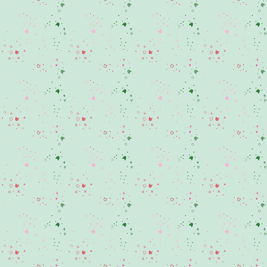Feline Festive || Kitty Litter Spearmint || Cotton Quilting Half Yard