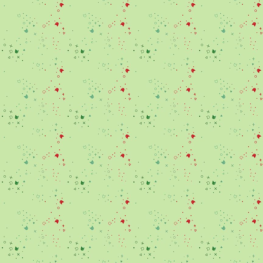 Feline Festive || Kitty Litter Wintergreen || Cotton Quilting Fabric