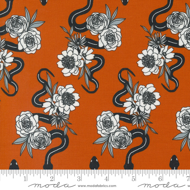 Noir || Slithering Snakes Pumpkin || Cotton Quilting Fabric || Half Yard