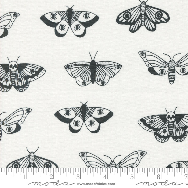 Noir || Moths Ghost || Cotton Quilting Fabric || Half Yard