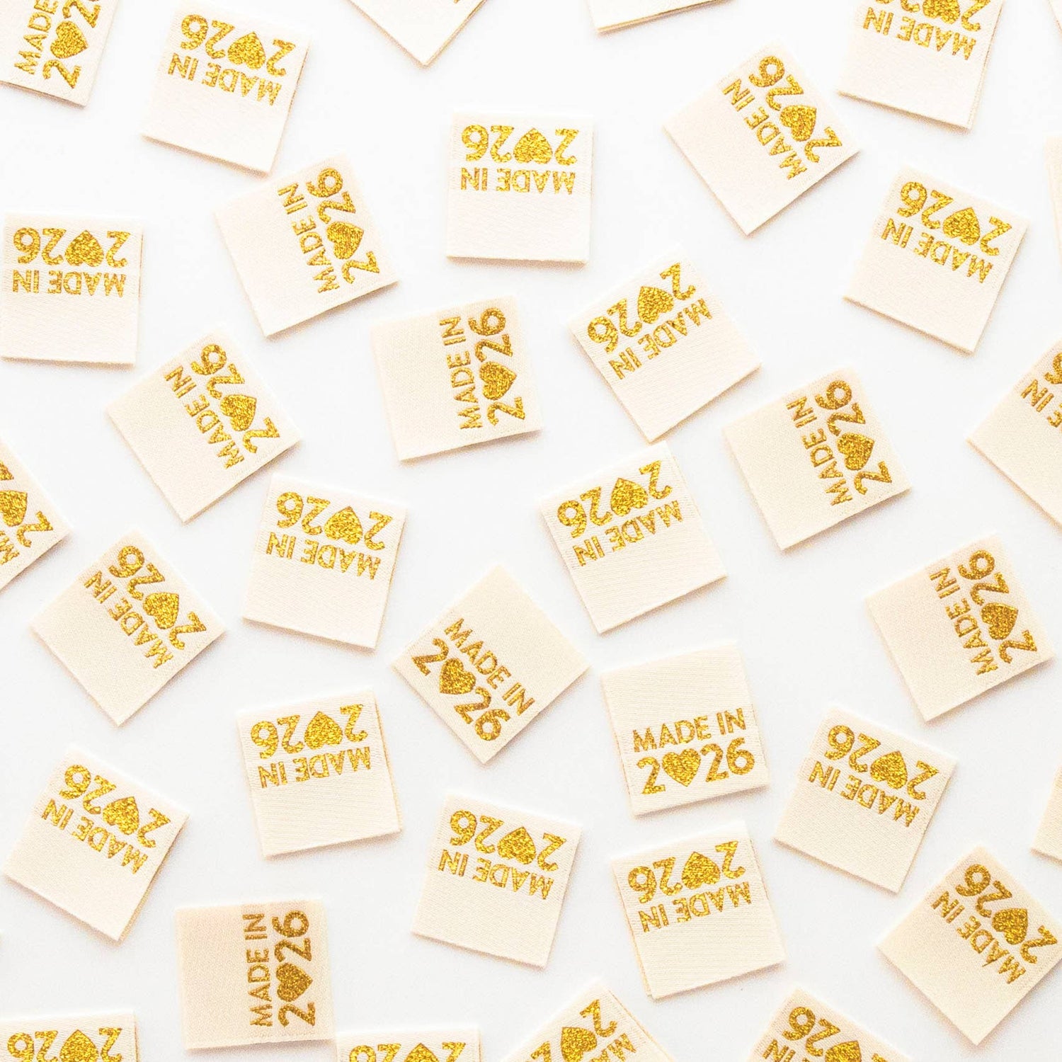 Made in 2026 Gold Woven Labels - Quilt and Clothing Tags
