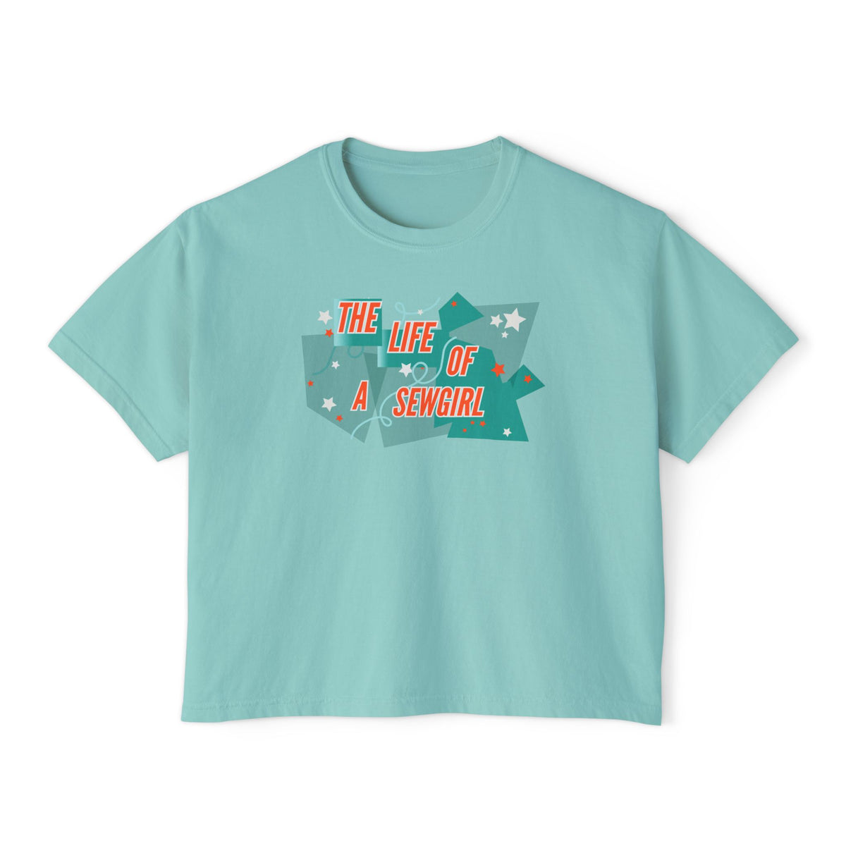 Life of a Sewgirl Women's Boxy Tee, Relaxed Fit T-Shirt for Quilters Chalky Mint
