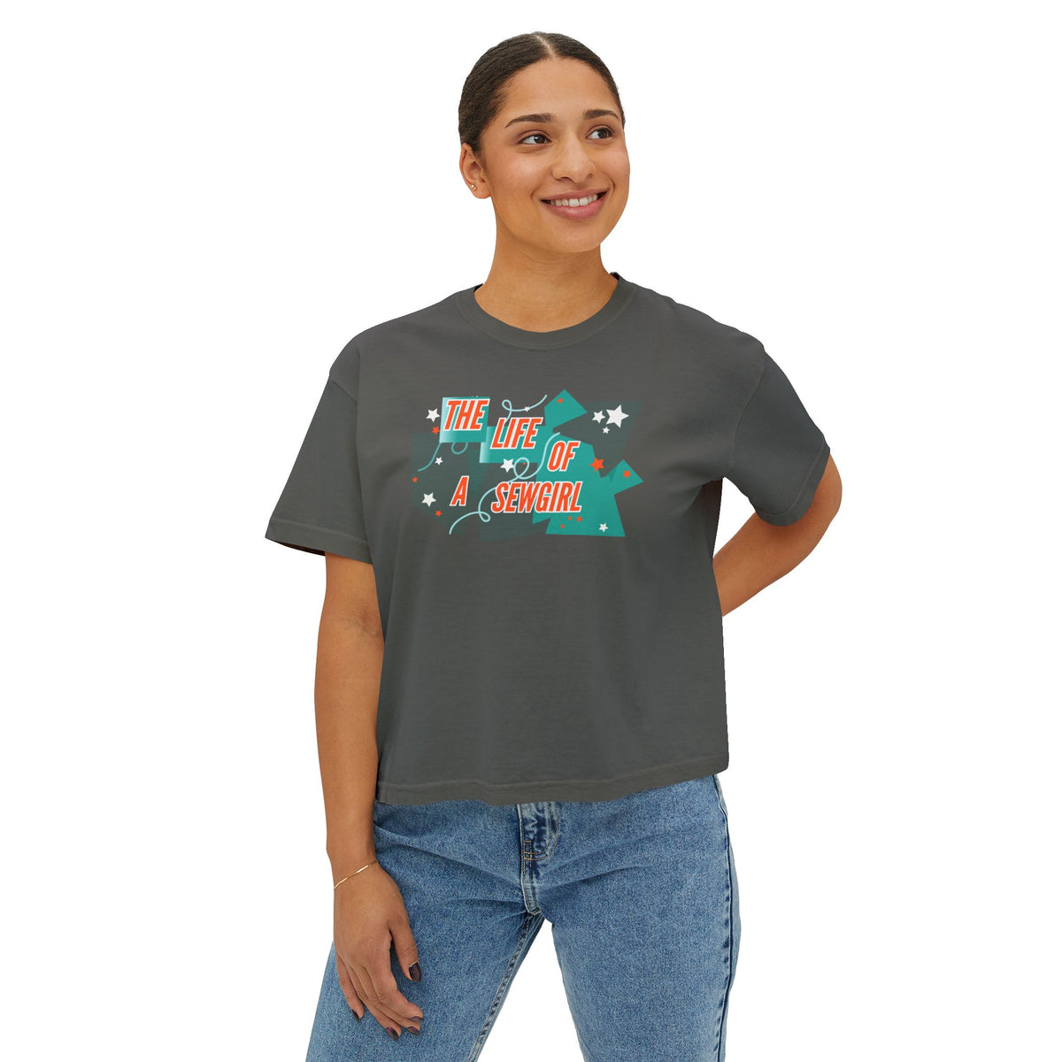 Life of a Sewgirl Women's Boxy Tee, Relaxed Fit T-Shirt for Quilters