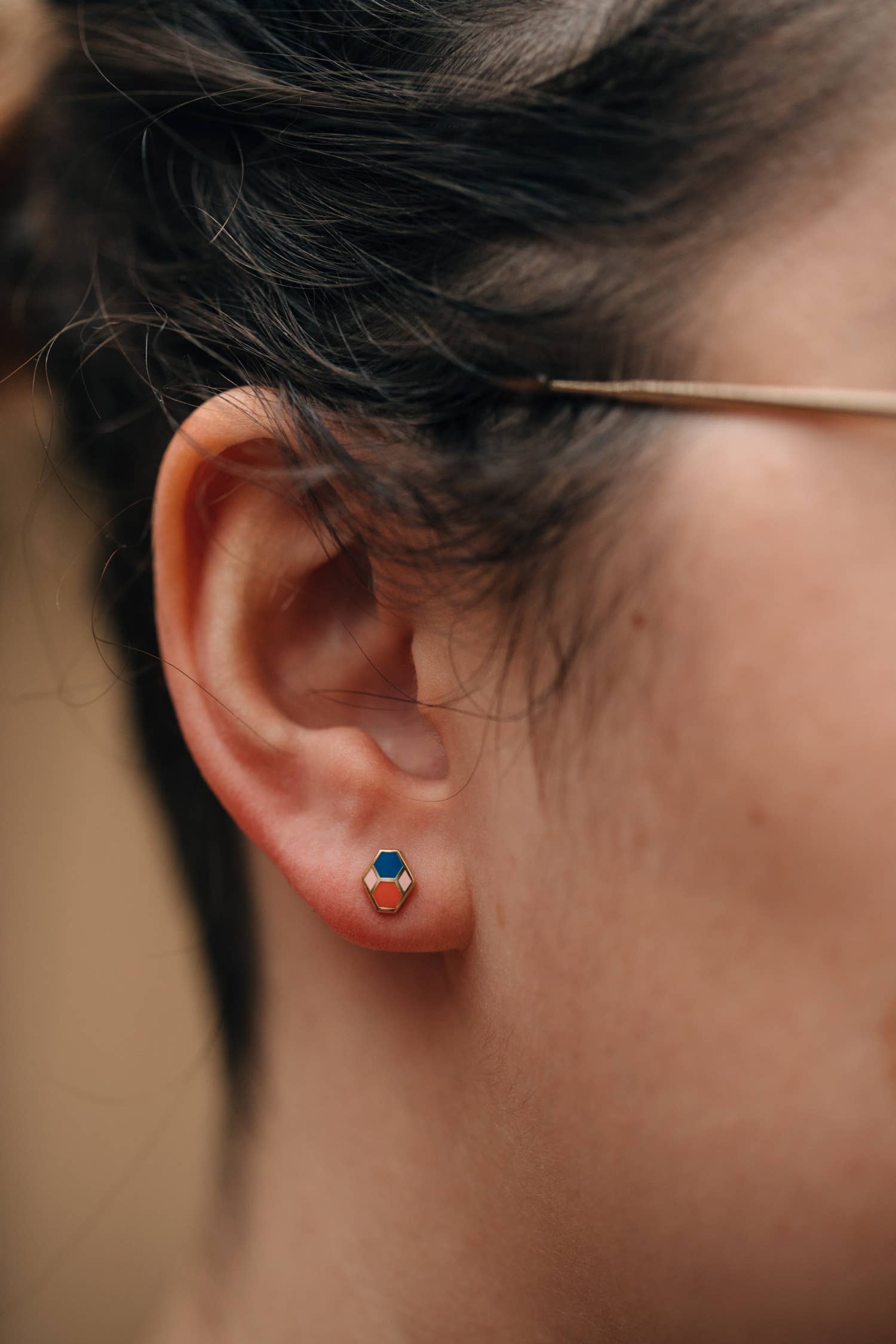 Hex Tile Earrings: Purple