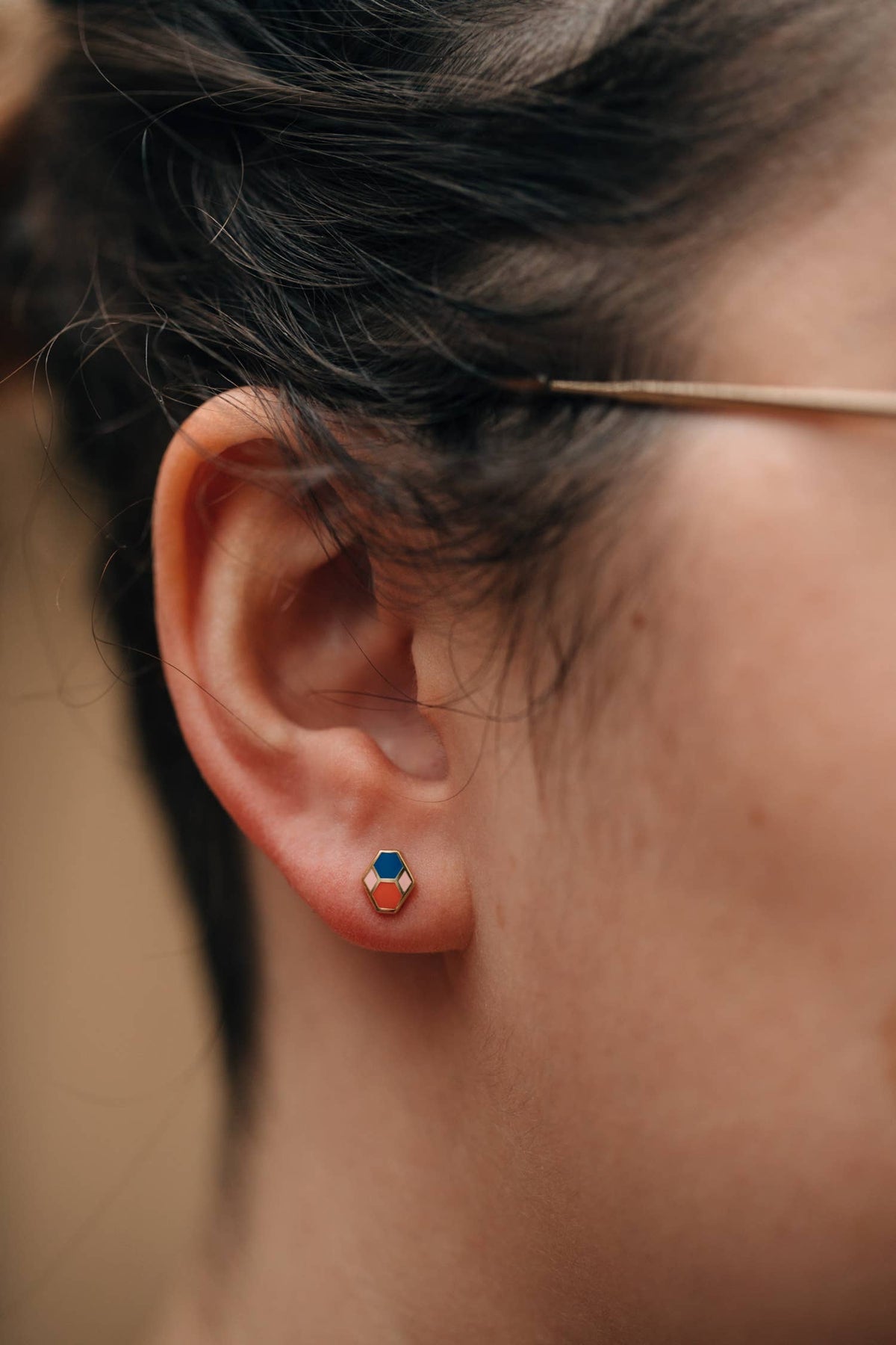 Hex Tile Earrings: Blue