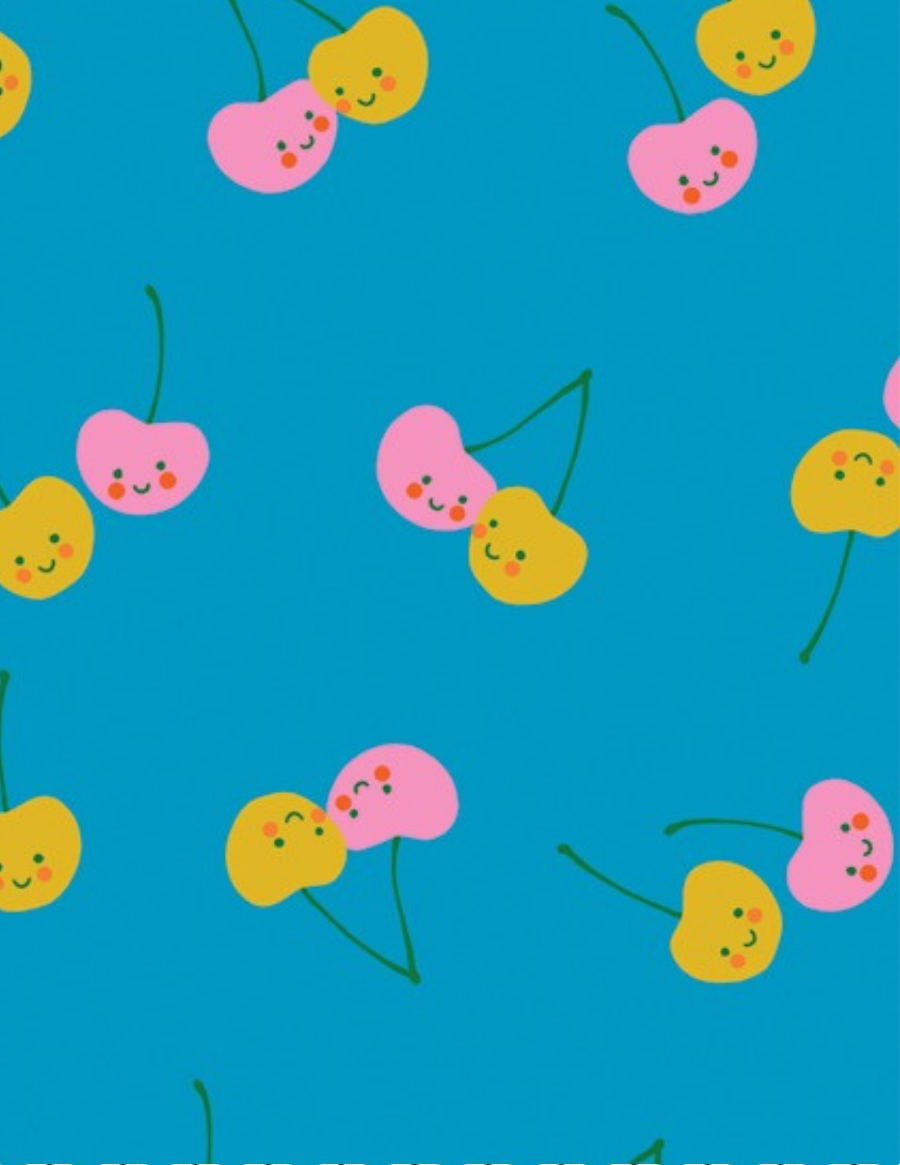 PREORDER TRINKETRY || Cherry Friends Bright Blue || Cotton Quilting Fabric