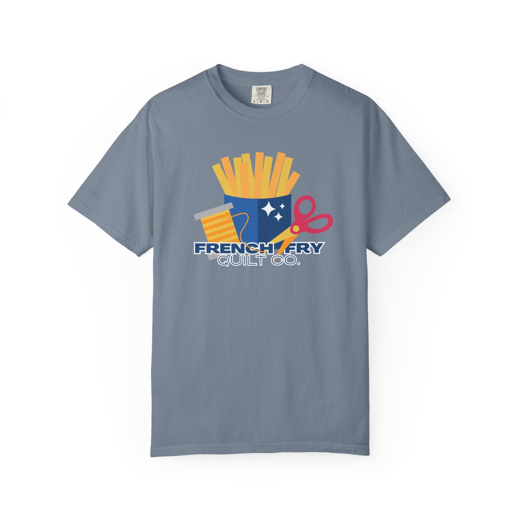 Quilt Co. Logo T-Shirt — French Fry Quilting Design Blue Jean
