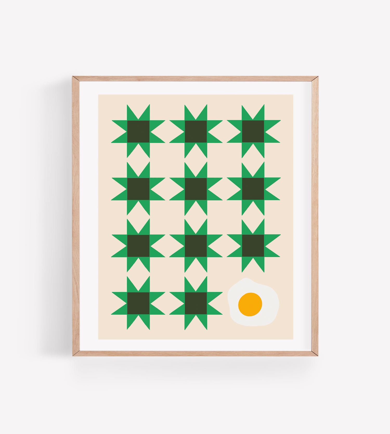 Sawtooth Quilt with Fried Egg Art Print: 8x10"