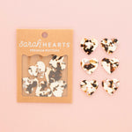 Large Black + Cream Tortoise Heart Buttons
