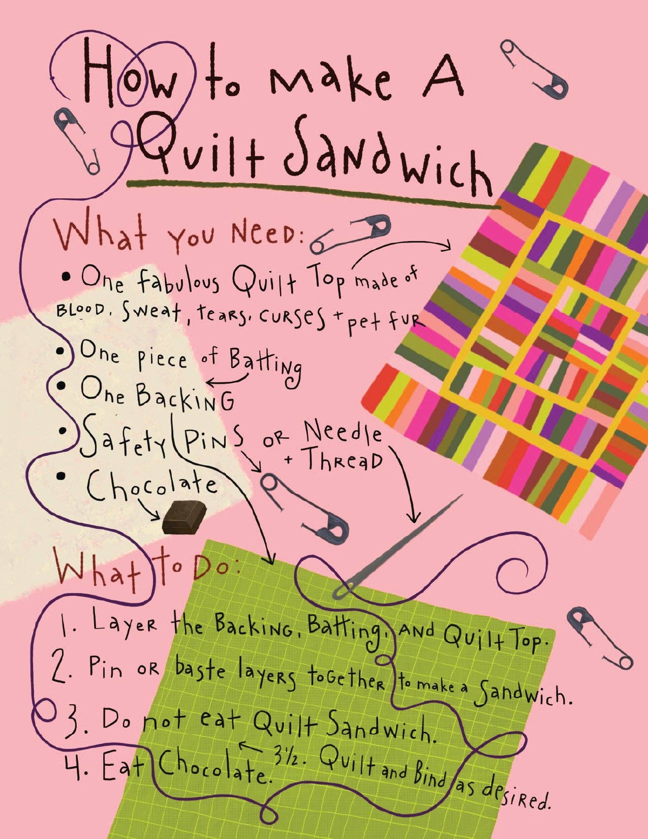 Wholesale- Quilt Sandwich Notecards (pack of 3)