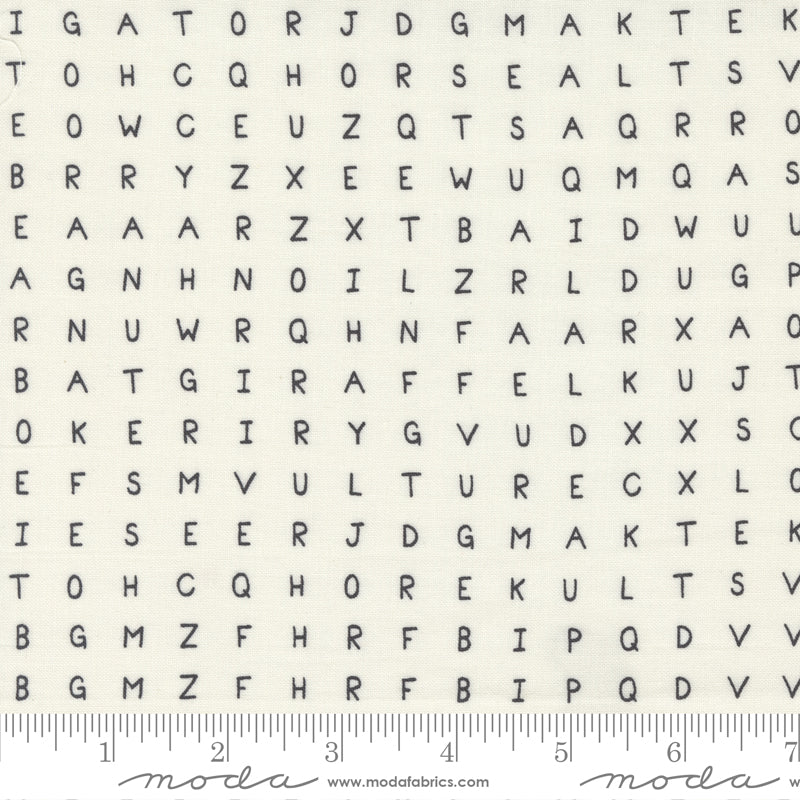 ABC XYZ || Word Search Cream || Cotton Quilting Fabric