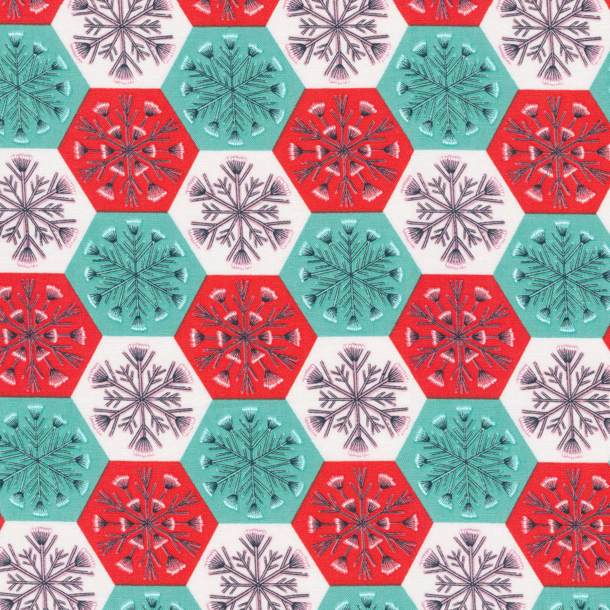 Winter Wonderland|| Patchwork Snowflakes || Organic Cotton Quilting Fabric || Half Yard
