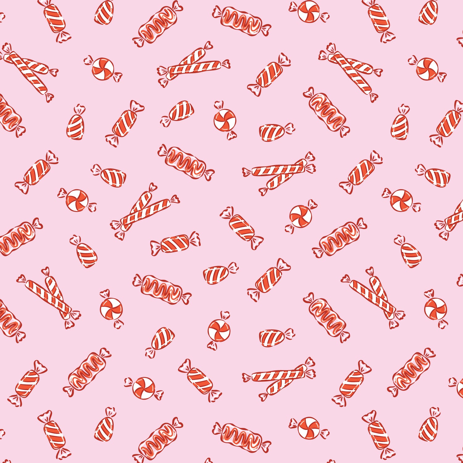 JOLLY TIDINGS || Peppermint Candy | Pink || Organic Cotton Quilting Fabric