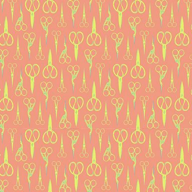 STITCH & GLOW || Crane Scissors Canteloupe || Cotton Quilting Fabric