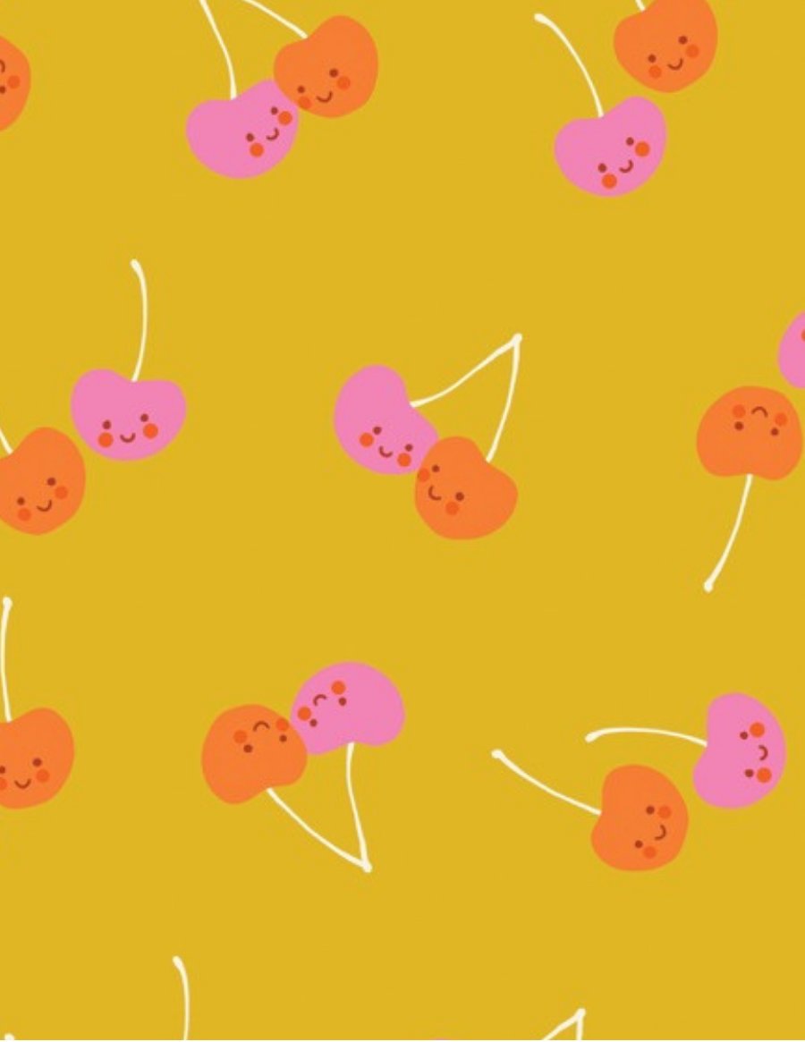 PREORDER TRINKETRY || Cherry Friends Goldenrod || Cotton Quilting Fabric