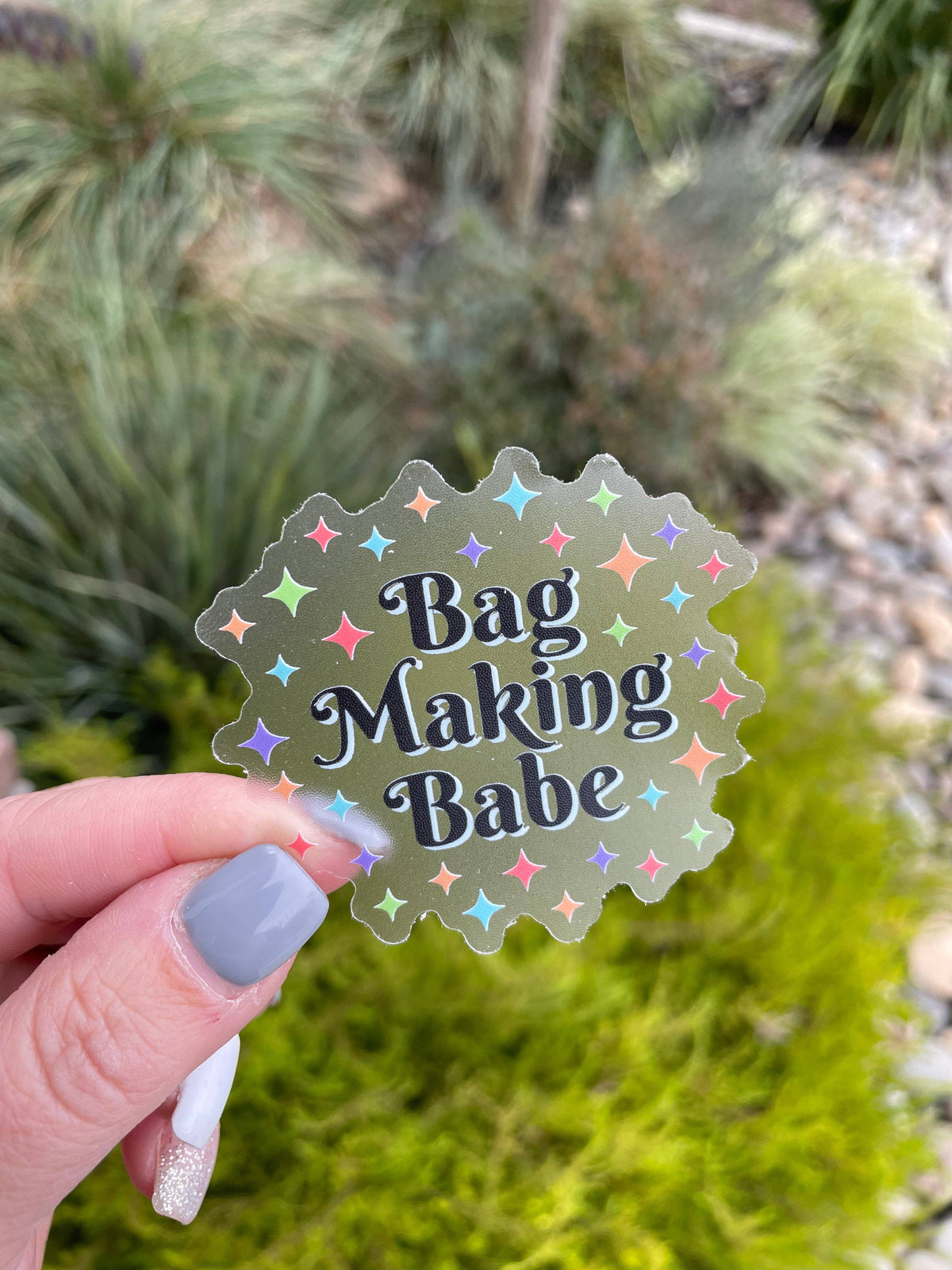 Bag Making Babe Clear Vinyl Sticker